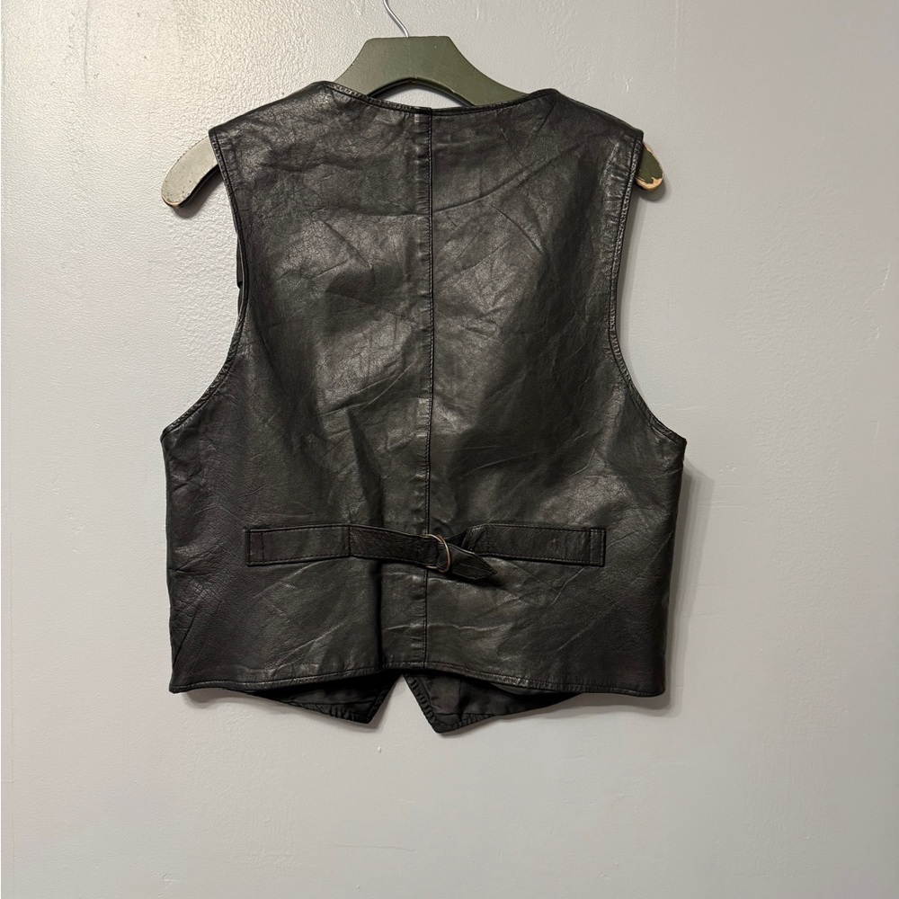 Real Leather Black Vest ( measurements posted - Picture 2 of 10
